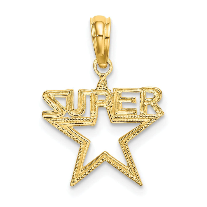 Lovely Rita's Pendants & Charms 14K Yellow Gold Textured Polished Finis SUPER Star Charm Design Pendant