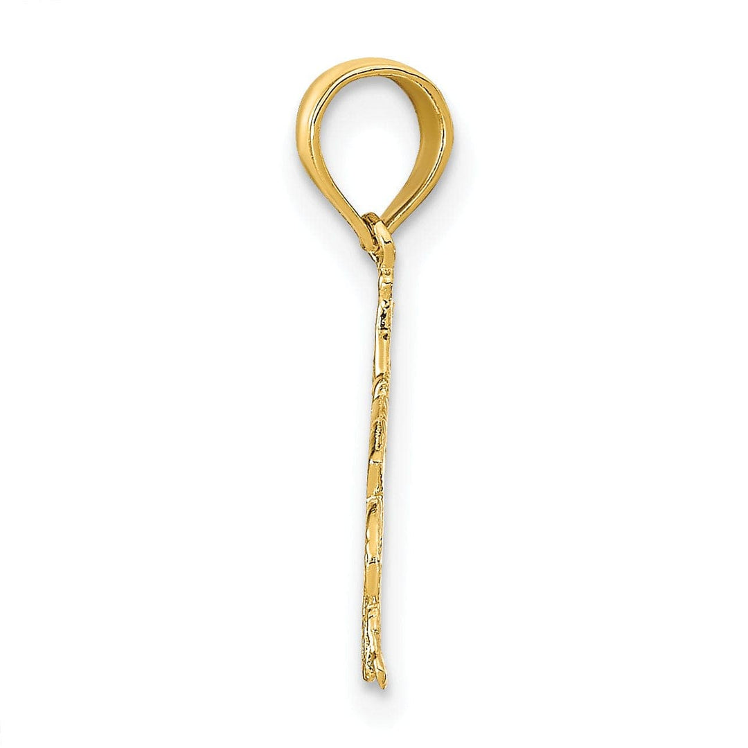 Lovely Rita's Pendants & Charms 14K Yellow Gold Textured Polished Finish #1 GAMBLER With Playing Cards Design Charm Pendant