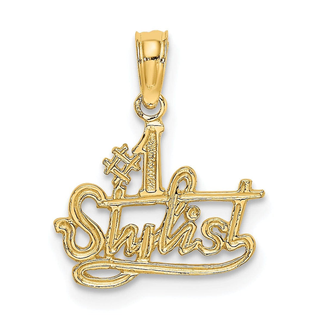 Lovely Rita's Pendants & Charms 14k Yellow Gold Textured Polished Finish #1 STYLIST Charm Pendant