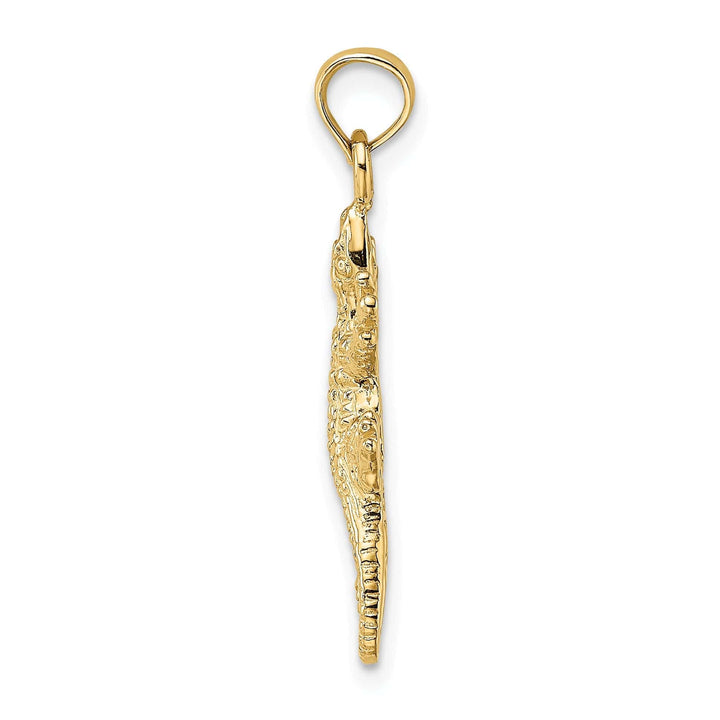 Lovely Rita's Pendants & Charms 14K Yellow Gold Textured Polished Finish 2-D Lizard Charm Pendant