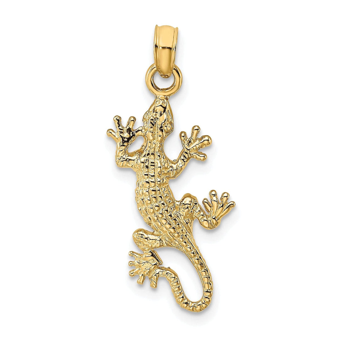 Lovely Rita's Pendants & Charms 14K Yellow Gold Textured Polished Finish 2-D Lizard Charm Pendant