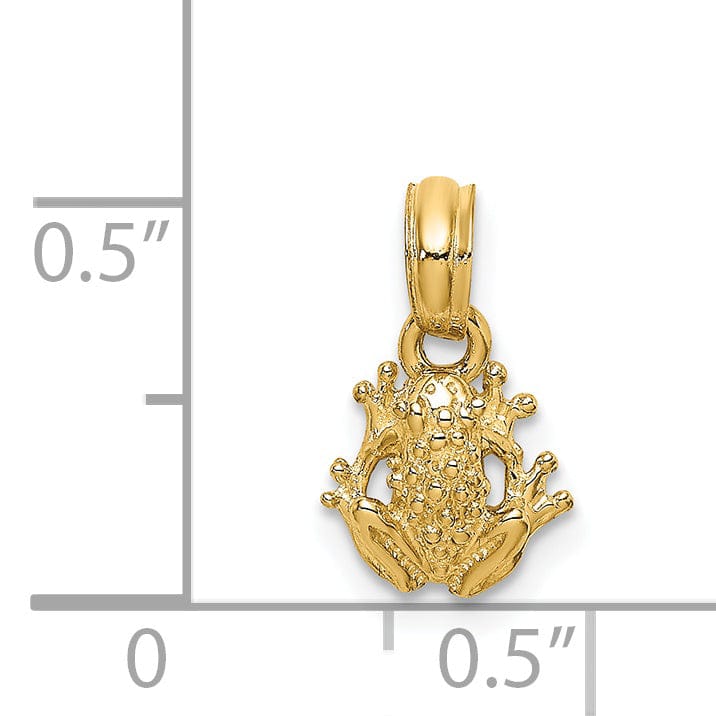 Lovely Rita's Pendants & Charms 14K Yellow Gold Textured Polished Finish 2-D Mini Size Frog Charm Pendant