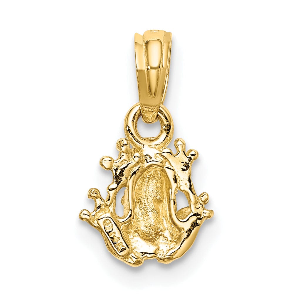 Lovely Rita's Pendants & Charms 14K Yellow Gold Textured Polished Finish 2-D Mini Size Frog Charm Pendant
