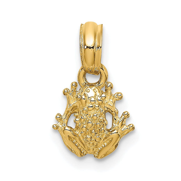 Lovely Rita's Pendants & Charms 14K Yellow Gold Textured Polished Finish 2-D Mini Size Frog Charm Pendant