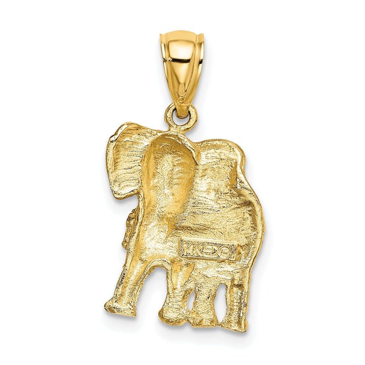 Lovely Rita's Pendants & Charms 14K Yellow Gold Textured Polished Finish 2-Dimensional Elephant With Tusk Charm Pendant