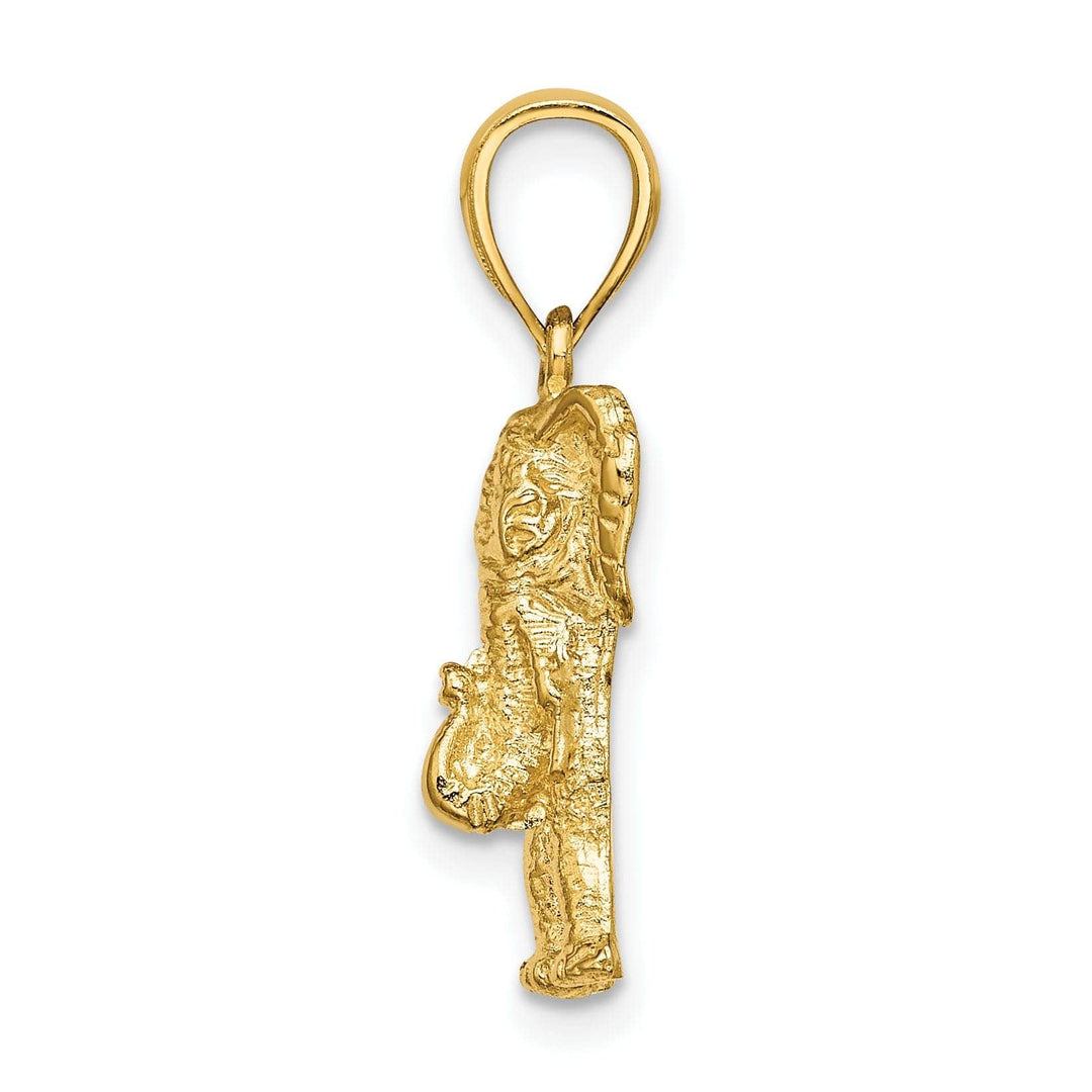 Lovely Rita's Pendants & Charms 14K Yellow Gold Textured Polished Finish 2-Dimensional Elephant With Tusk Charm Pendant