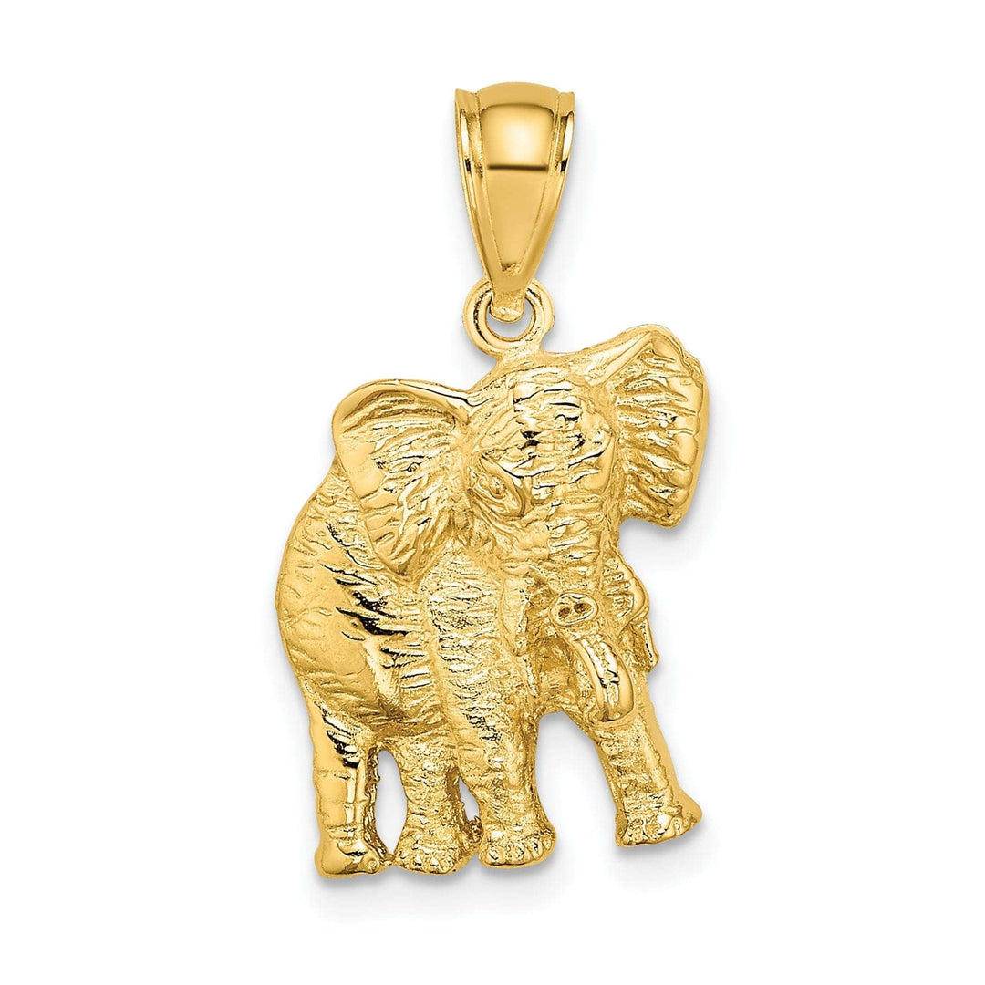 Lovely Rita's Pendants & Charms 14K Yellow Gold Textured Polished Finish 2-Dimensional Elephant With Tusk Charm Pendant