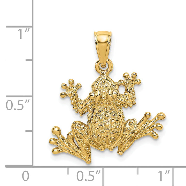 Lovely Rita's Pendants & Charms 14K Yellow Gold Textured Polished Finish 2-Dimensional Frog Charm Pendant