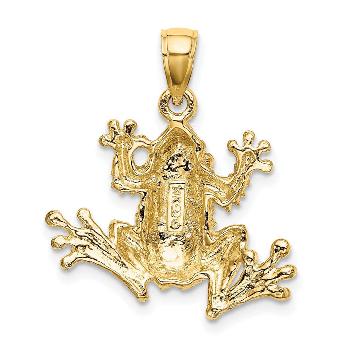 Lovely Rita's Pendants & Charms 14K Yellow Gold Textured Polished Finish 2-Dimensional Frog Charm Pendant