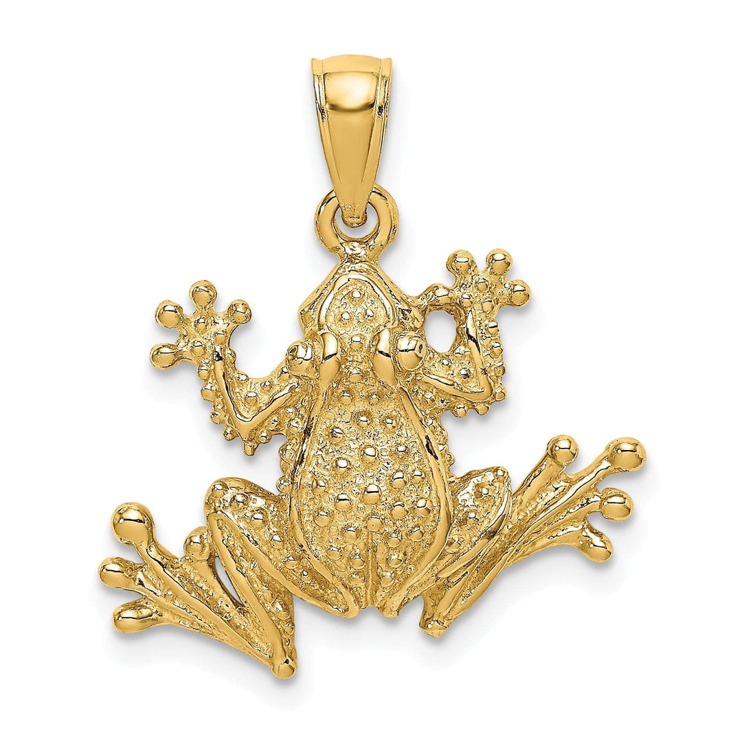Lovely Rita's Pendants & Charms 14K Yellow Gold Textured Polished Finish 2-Dimensional Frog Charm Pendant