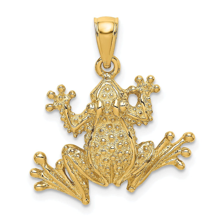 Lovely Rita's Pendants & Charms 14K Yellow Gold Textured Polished Finish 2-Dimensional Frog Charm Pendant