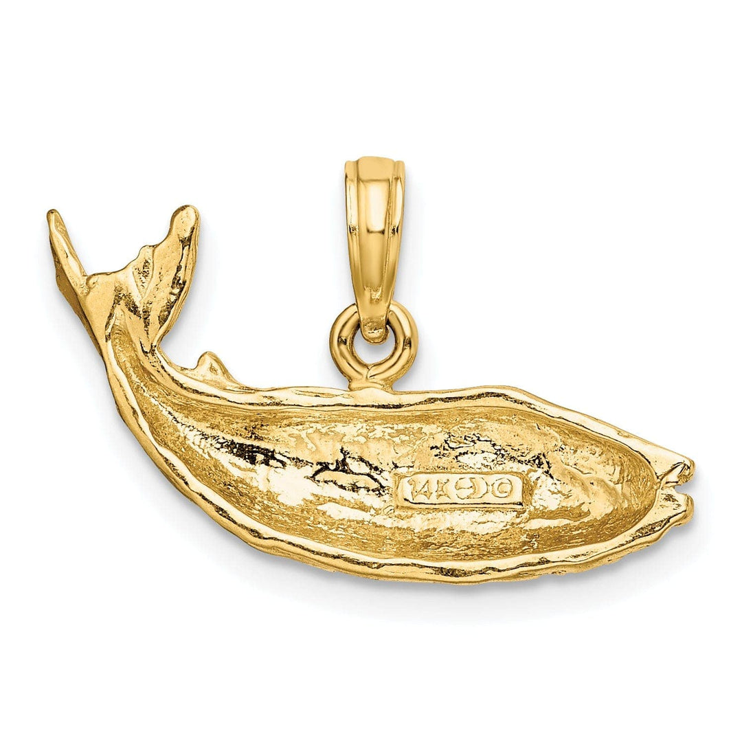 Lovely Rita's Pendants & Charms 14K Yellow Gold Textured Polished Finish 2-Dimensional Humpback Whale Charm Pendant