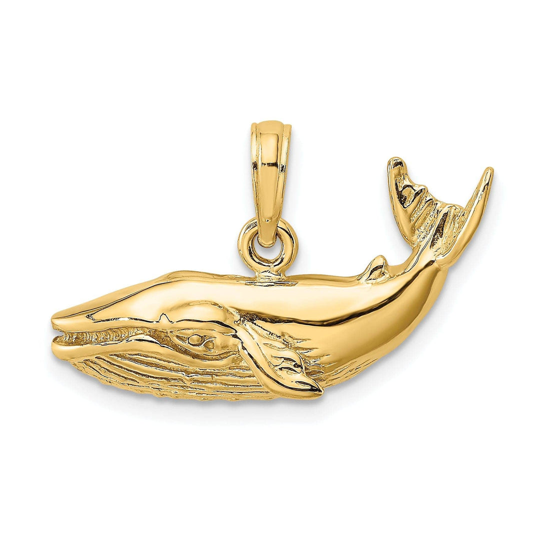 Lovely Rita's Pendants & Charms 14K Yellow Gold Textured Polished Finish 2-Dimensional Humpback Whale Charm Pendant