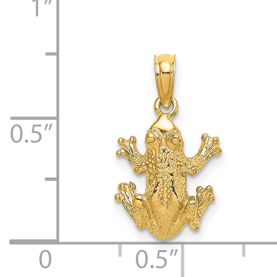 Lovely Rita's Pendants & Charms 14K Yellow Gold Textured Polished Finish 2-Dimensional Top View Frog Charm Pendant