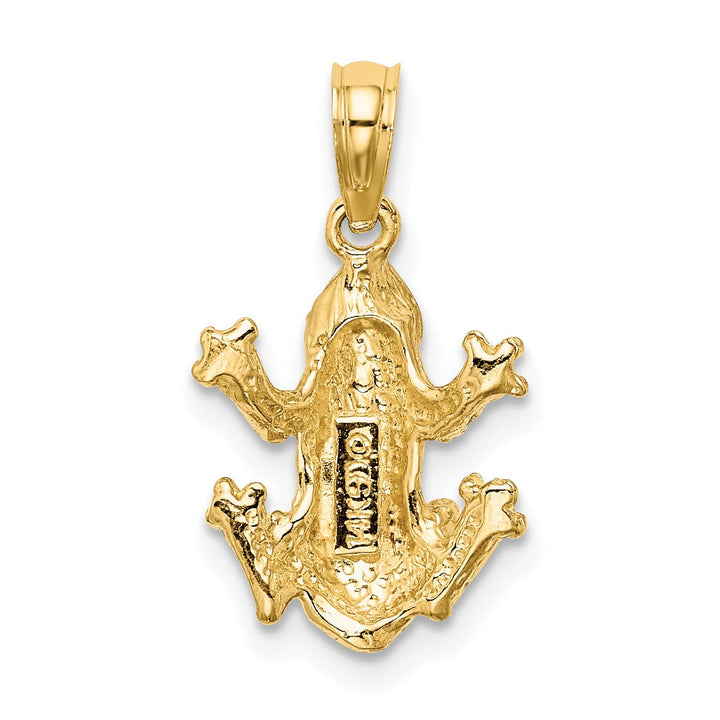 Lovely Rita's Pendants & Charms 14K Yellow Gold Textured Polished Finish 2-Dimensional Top View Frog Charm Pendant