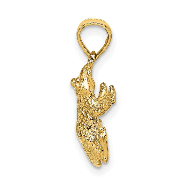 Lovely Rita's Pendants & Charms 14K Yellow Gold Textured Polished Finish 2-Dimensional Top View Frog Charm Pendant