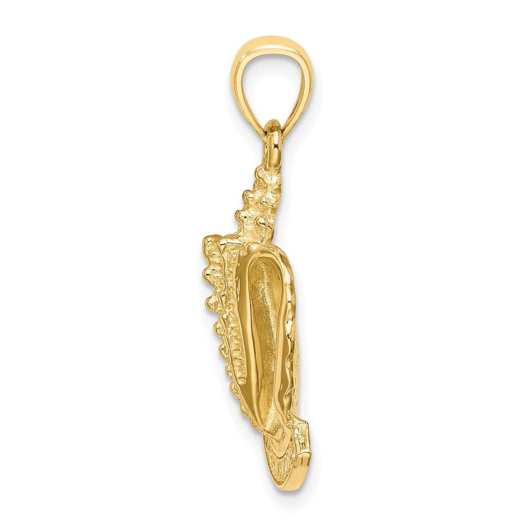 Lovely Rita's Pendants & Charms 14K Yellow Gold Textured Polished Finish 2-Dimensional TURKS & CAICOS Under Conch Shell Charm Pendant