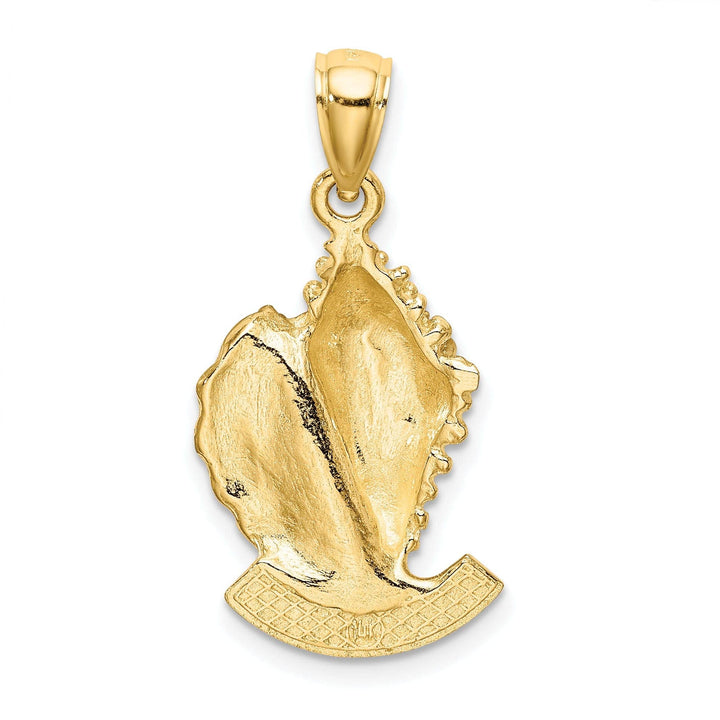 Lovely Rita's Pendants & Charms 14K Yellow Gold Textured Polished Finish 2-Dimensional TURKS & CAICOS Under Conch Shell Charm Pendant