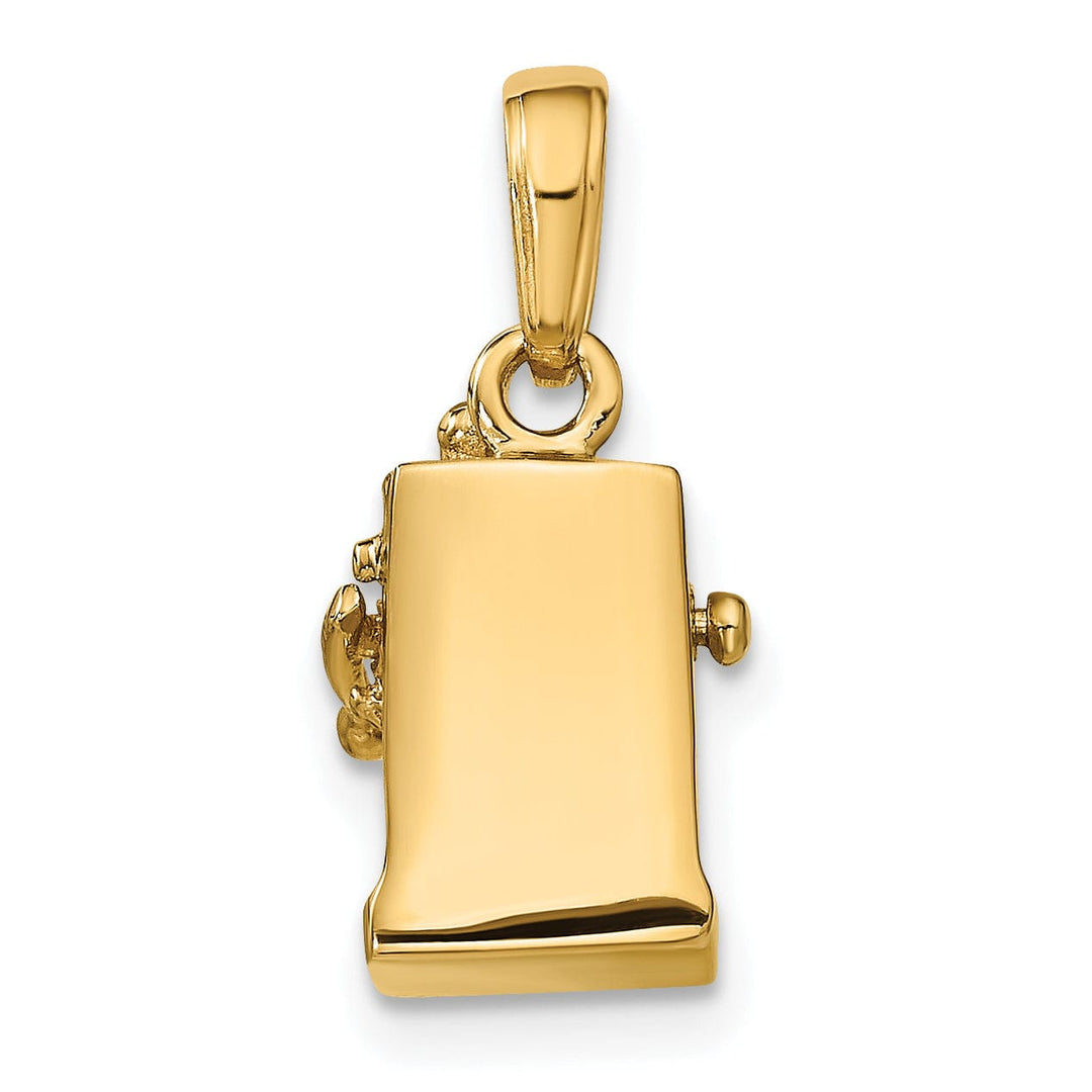 Lovely Rita's Pendants & Charms 14k Yellow Gold Textured Polished Finish 3-Diamentional Moveable Slot Machine Charm Pendant