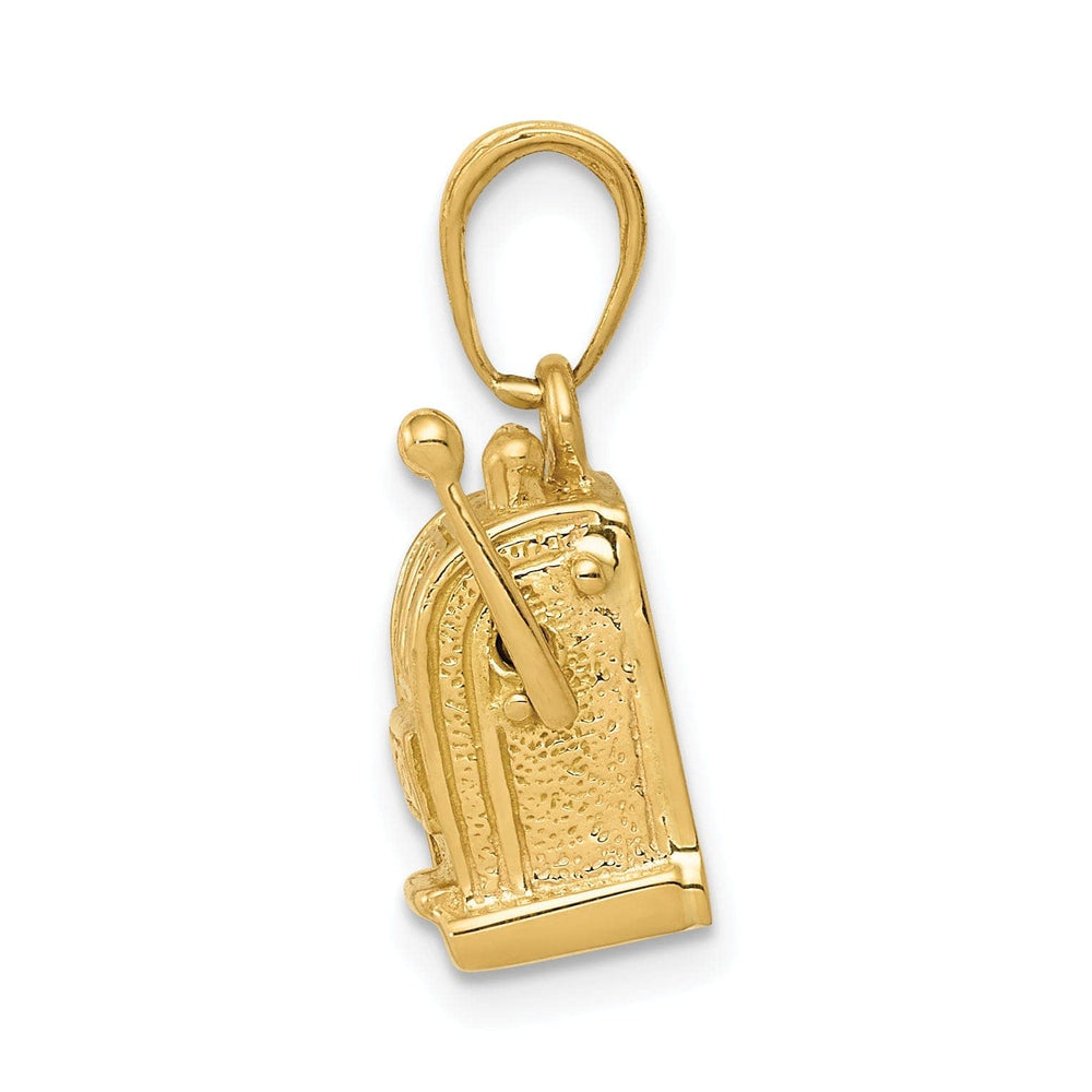 Lovely Rita's Pendants & Charms 14k Yellow Gold Textured Polished Finish 3-Diamentional Moveable Slot Machine Charm Pendant
