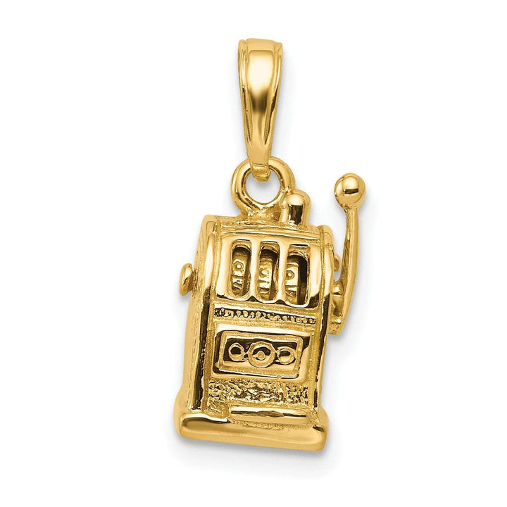 Lovely Rita's Pendants & Charms 14k Yellow Gold Textured Polished Finish 3-Diamentional Moveable Slot Machine Charm Pendant