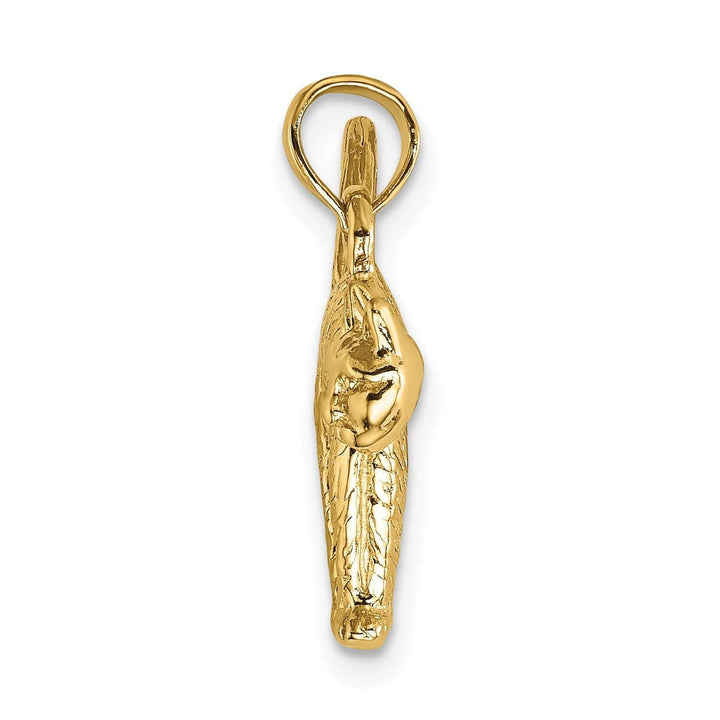 Lovely Rita's Pendants & Charms 14K Yellow Gold Textured Polished Finish 3-Dimensional Arch Back and Raised Tail Cat Charm Pendant