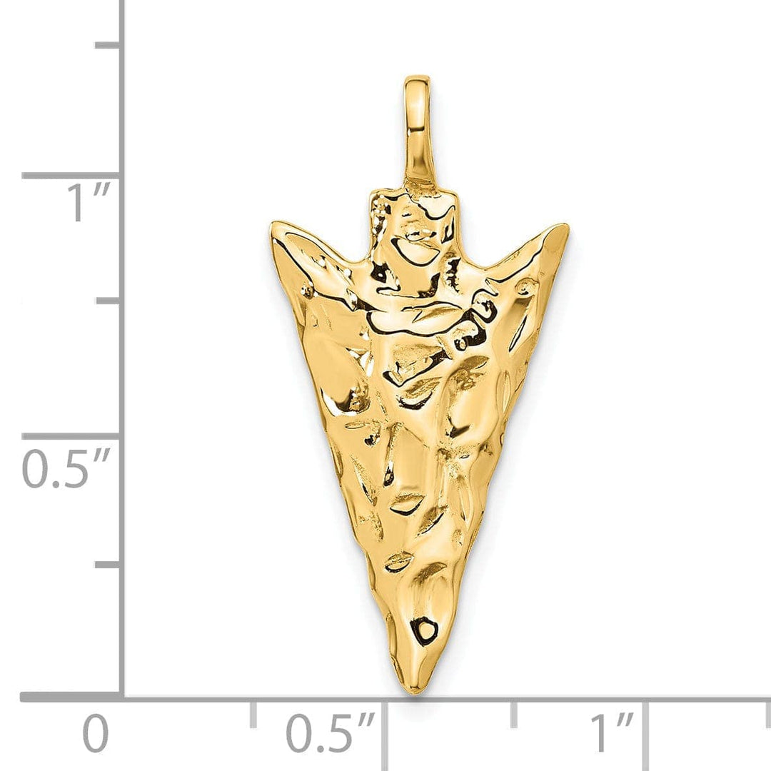 Lovely Rita's Pendants & Charms 14k Yellow Gold Textured Polished Finish 3-Dimensional Arrow Head Charm Pendant