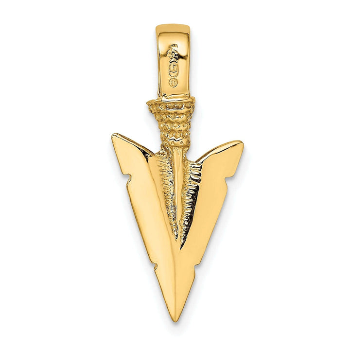 Lovely Rita's Pendants & Charms 14K Yellow Gold Textured Polished Finish 3-Dimensional Arrowhead Charm Pendant