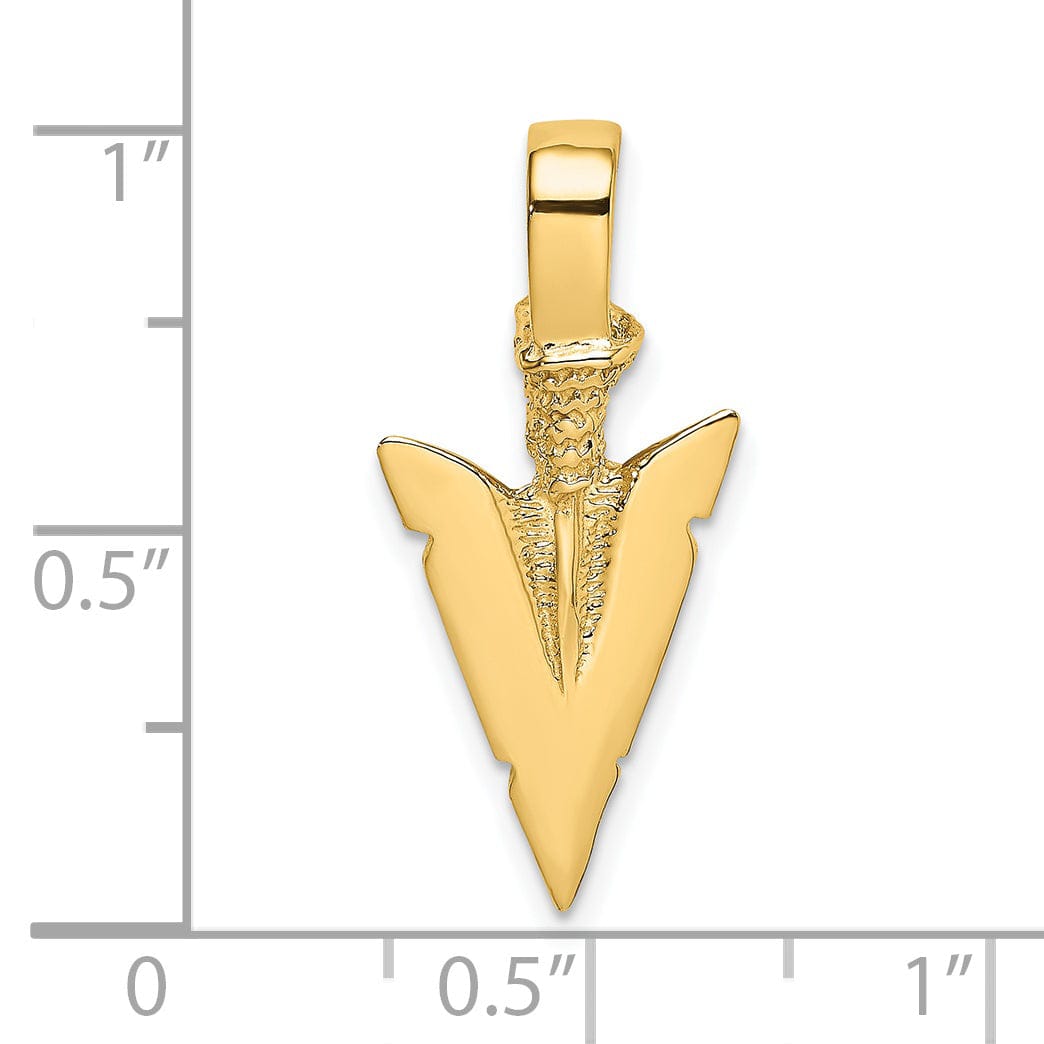 Lovely Rita's Pendants & Charms 14K Yellow Gold Textured Polished Finish 3-Dimensional Arrowhead Charm Pendant