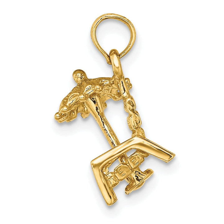 Lovely Rita's Pendants & Charms 14K Yellow Gold Textured Polished Finish 3-Dimensional Beach Chair with Umbrella Charm Pendant