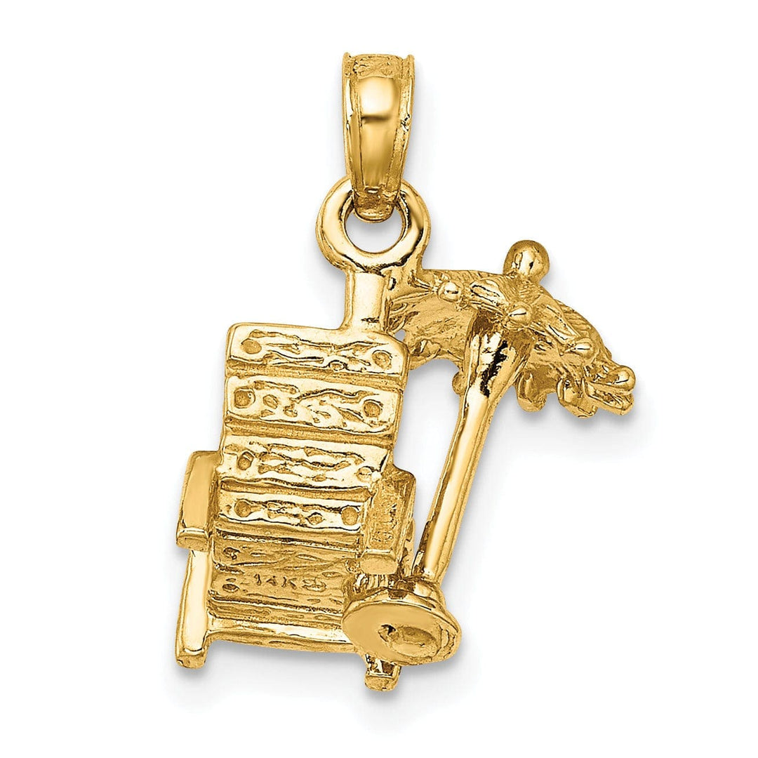 Lovely Rita's Pendants & Charms 14K Yellow Gold Textured Polished Finish 3-Dimensional Beach Chair with Umbrella Charm Pendant