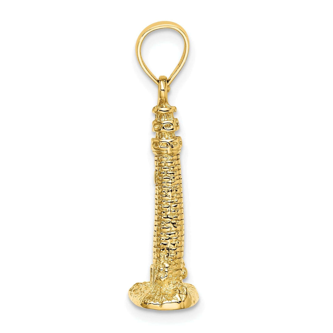 Lovely Rita's Pendants & Charms 14K Yellow Gold Textured Polished Finish 3-Dimensional Cape May, NJ Lighthouse Charm Pendant