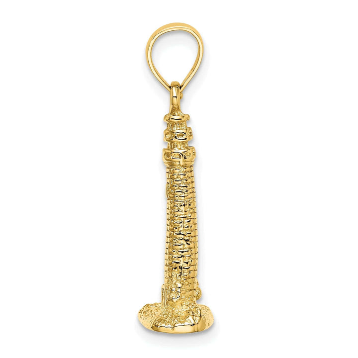 Lovely Rita's Pendants & Charms 14K Yellow Gold Textured Polished Finish 3-Dimensional Cape May, NJ Lighthouse Charm Pendant