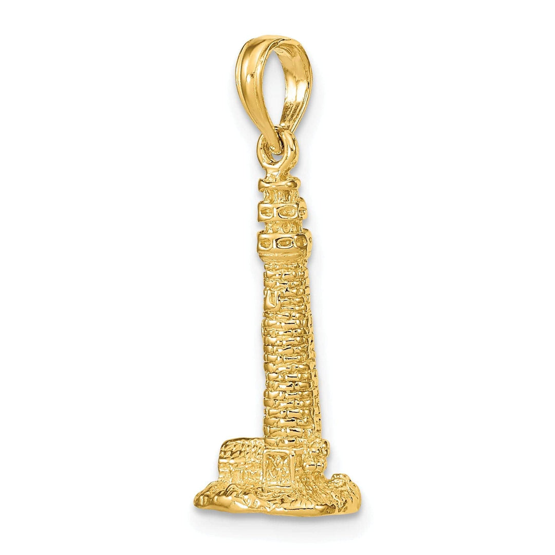 Lovely Rita's Pendants & Charms 14K Yellow Gold Textured Polished Finish 3-Dimensional Cape May, NJ Lighthouse Charm Pendant
