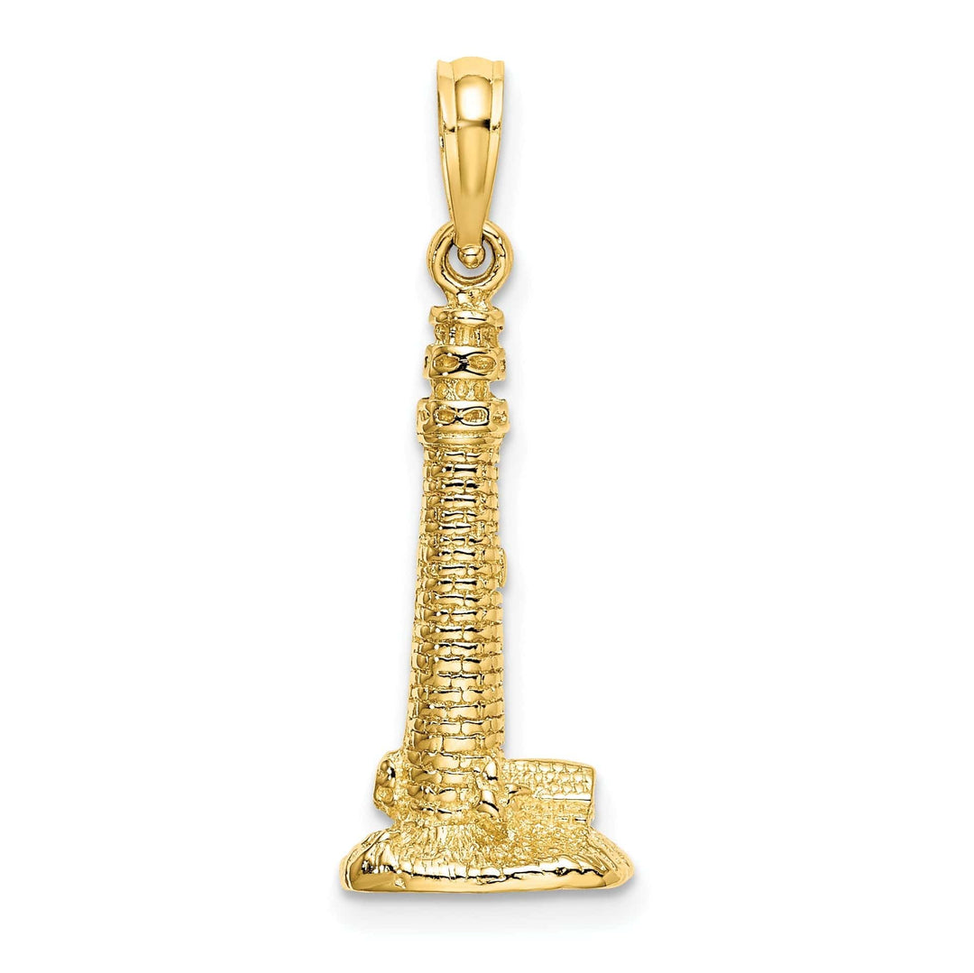 Lovely Rita's Pendants & Charms 14K Yellow Gold Textured Polished Finish 3-Dimensional Cape May, NJ Lighthouse Charm Pendant