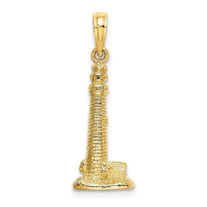 Lovely Rita's Pendants & Charms 14K Yellow Gold Textured Polished Finish 3-Dimensional Cape May, NJ Lighthouse Charm Pendant