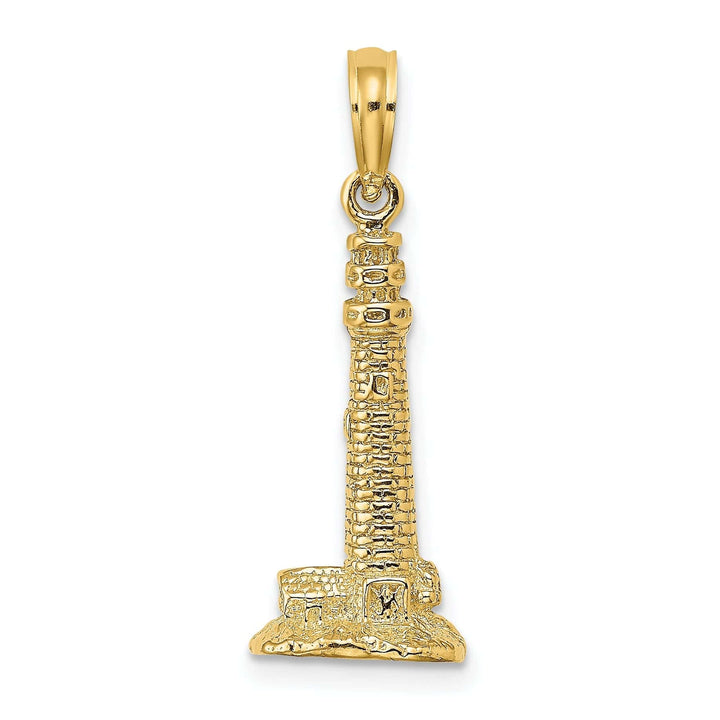 Lovely Rita's Pendants & Charms 14K Yellow Gold Textured Polished Finish 3-Dimensional Cape May, NJ Lighthouse Charm Pendant