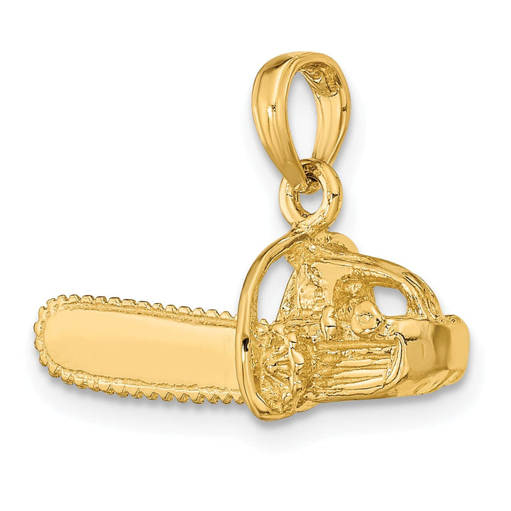 Lovely Rita's Pendants & Charms 14K Yellow Gold Textured Polished Finish 3-Dimensional Chain Saw Charm Pendant
