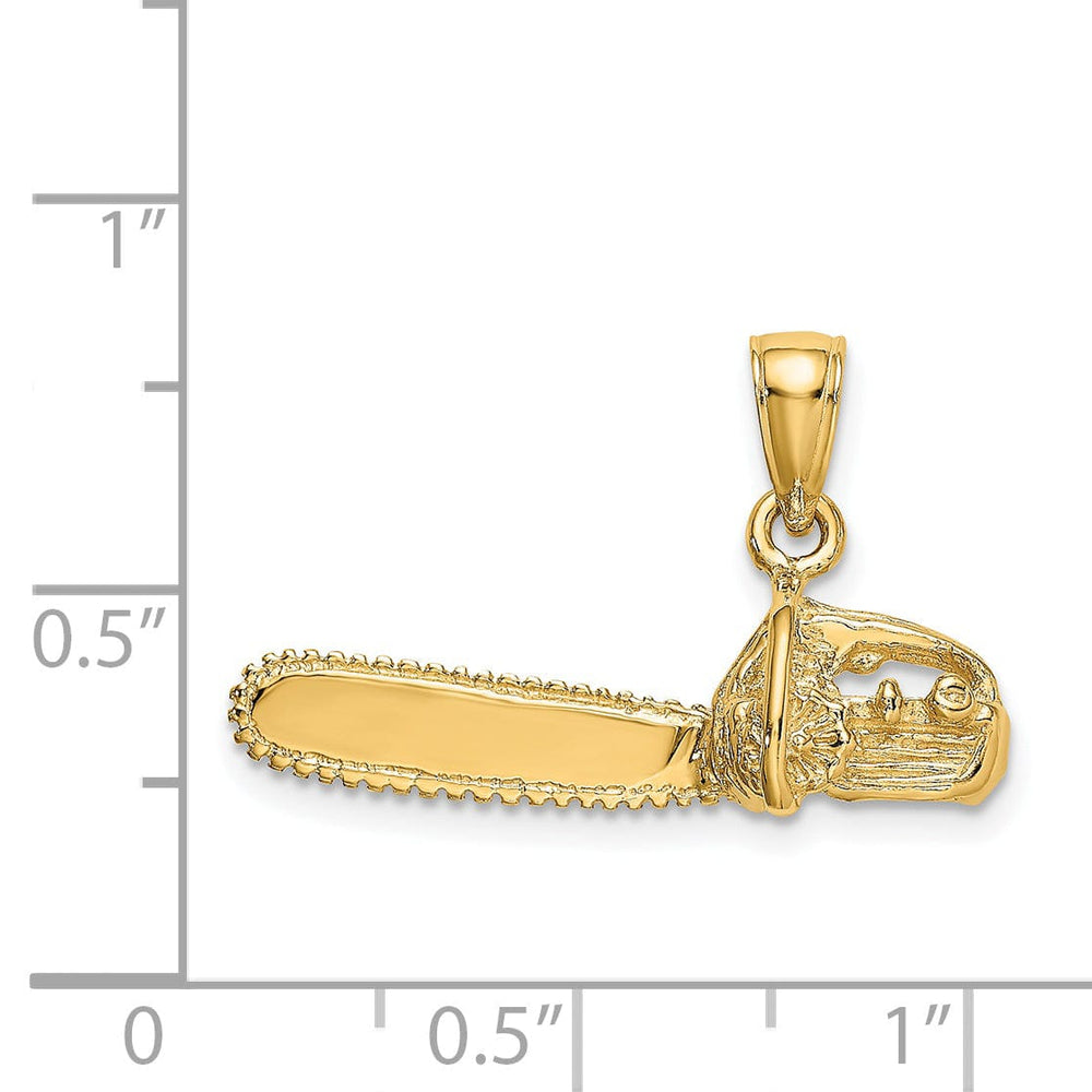 Lovely Rita's Pendants & Charms 14K Yellow Gold Textured Polished Finish 3-Dimensional Chain Saw Charm Pendant