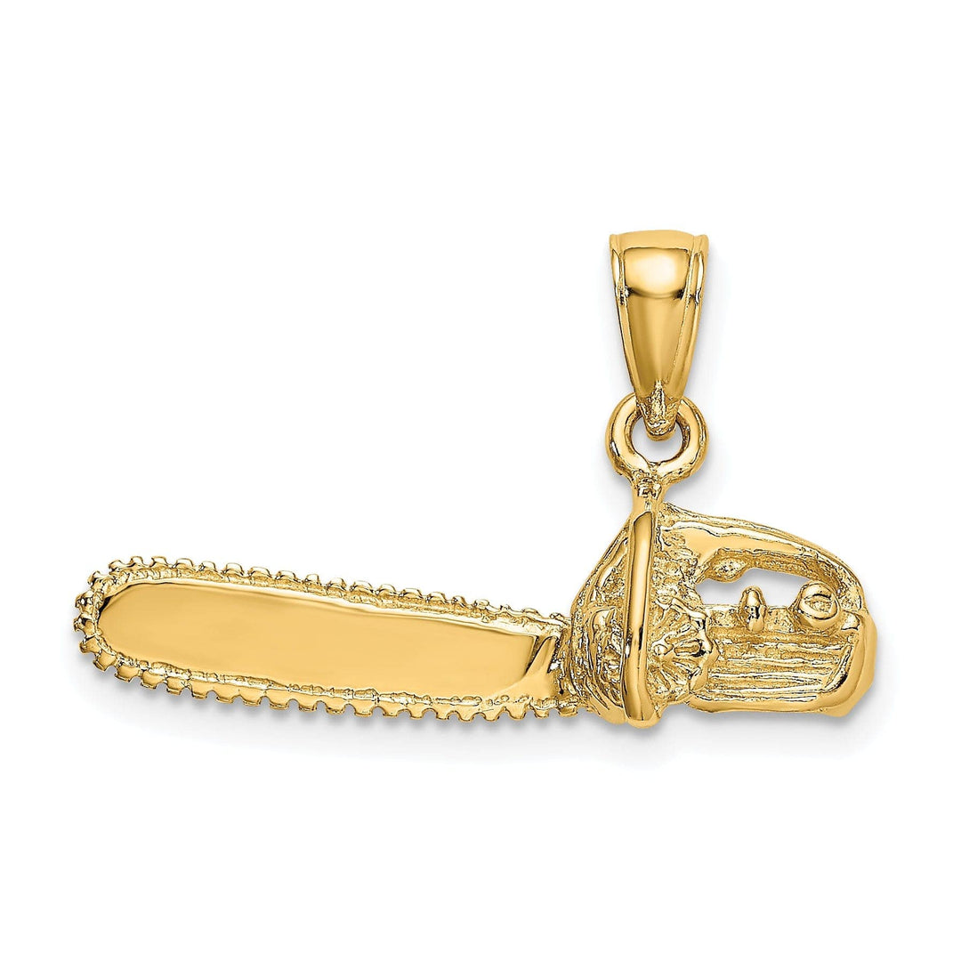 Lovely Rita's Pendants & Charms 14K Yellow Gold Textured Polished Finish 3-Dimensional Chain Saw Charm Pendant