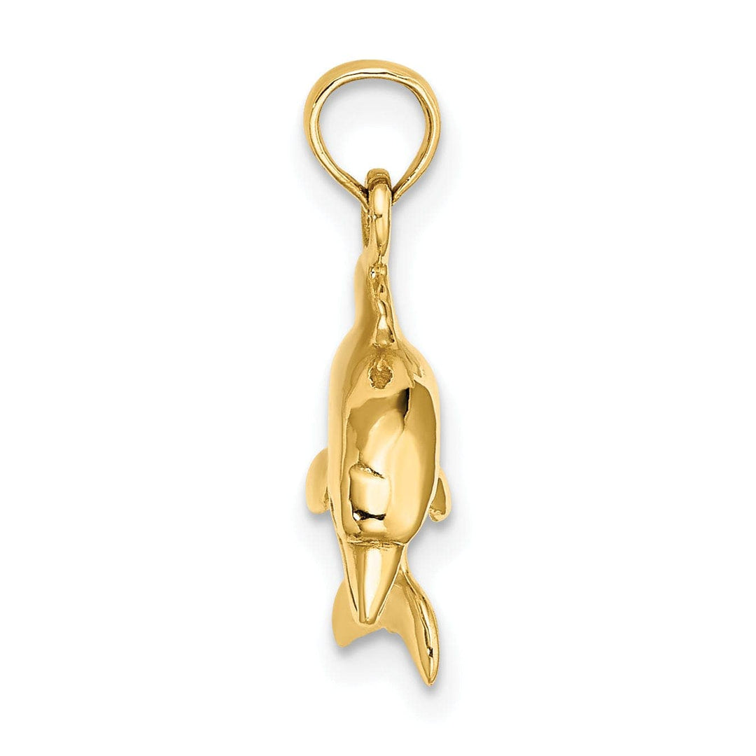 Lovely Rita's Pendants & Charms 14K Yellow Gold Textured Polished Finish 3-Dimensional Dolphin Jumping Swimming Design Charm Pendant