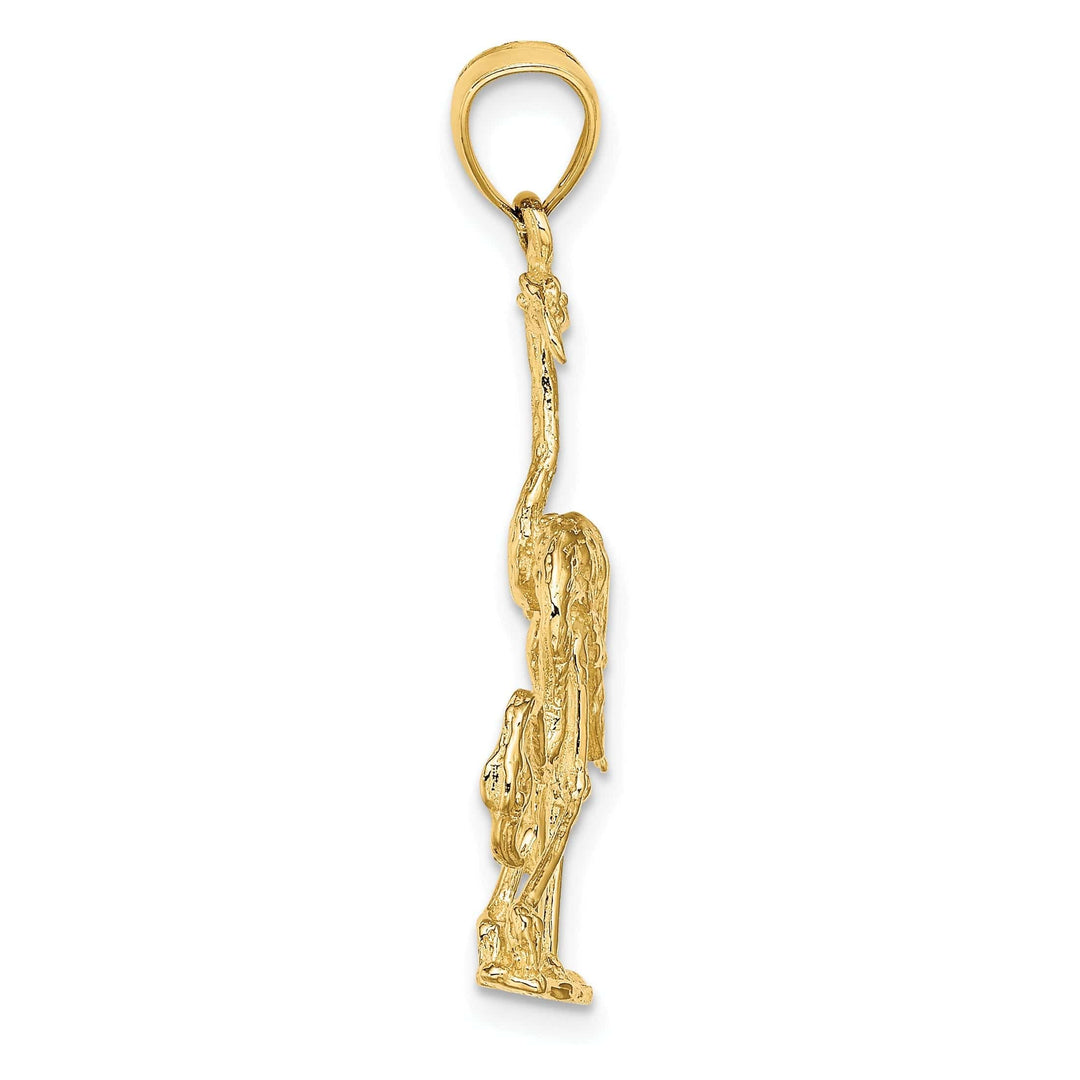 Lovely Rita's Pendants & Charms 14k Yellow Gold Textured Polished Finish 3-Dimensional Double Flamingo Bird Charm Pendant