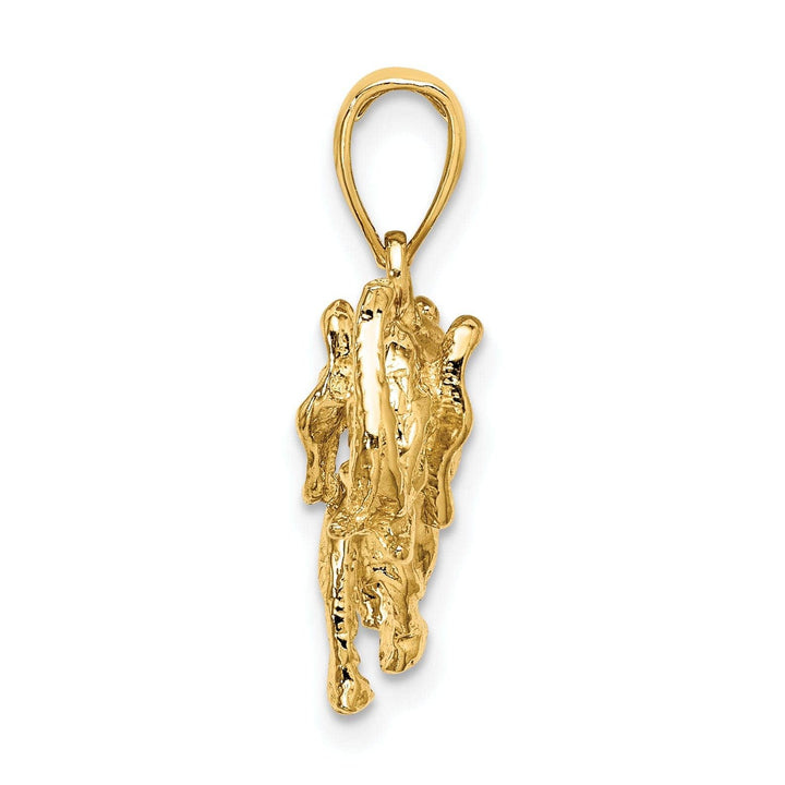 Lovely Rita's Pendants & Charms 14K Yellow Gold Textured Polished Finish 3-Dimensional Elephant With Tusk Charm Pendant