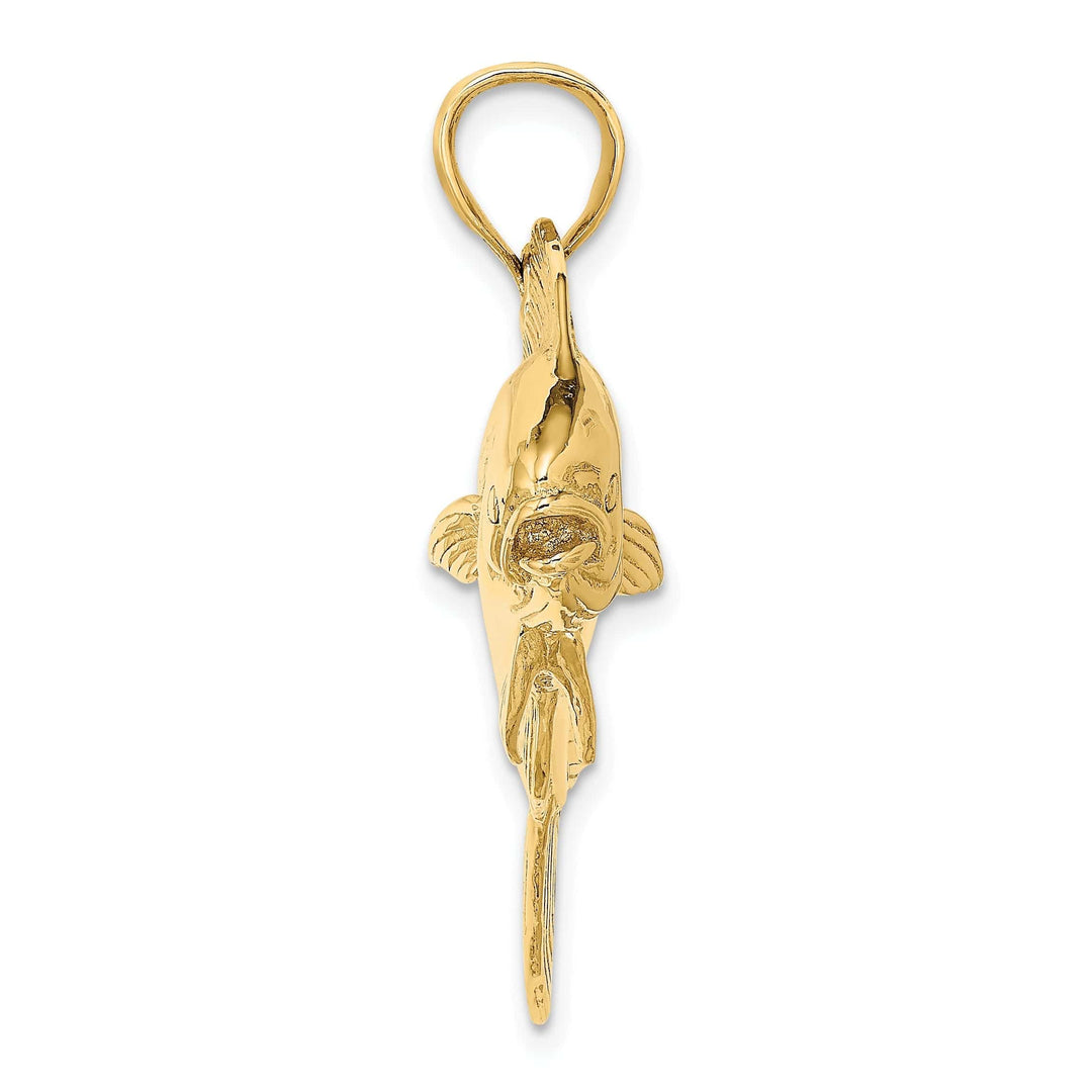 Lovely Rita's Pendants & Charms 14K Yellow Gold Textured Polished Finish 3-Dimensional Female Dorado Mahi-Mahi Charm Pendant