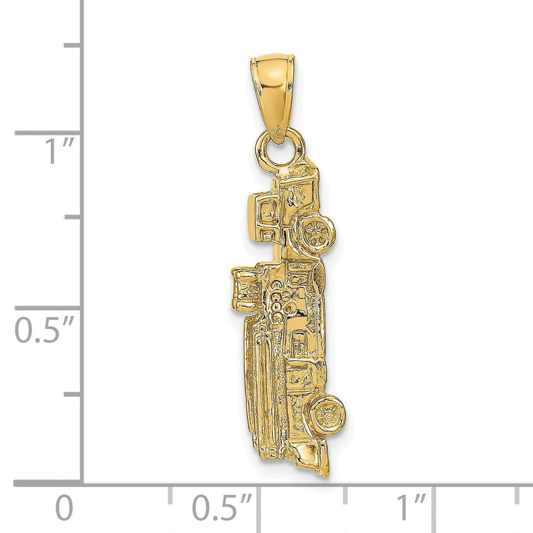 Lovely Rita's Pendants & Charms 14k Yellow Gold Textured Polished Finish 3-Dimensional Fire Truck Charm Pendant