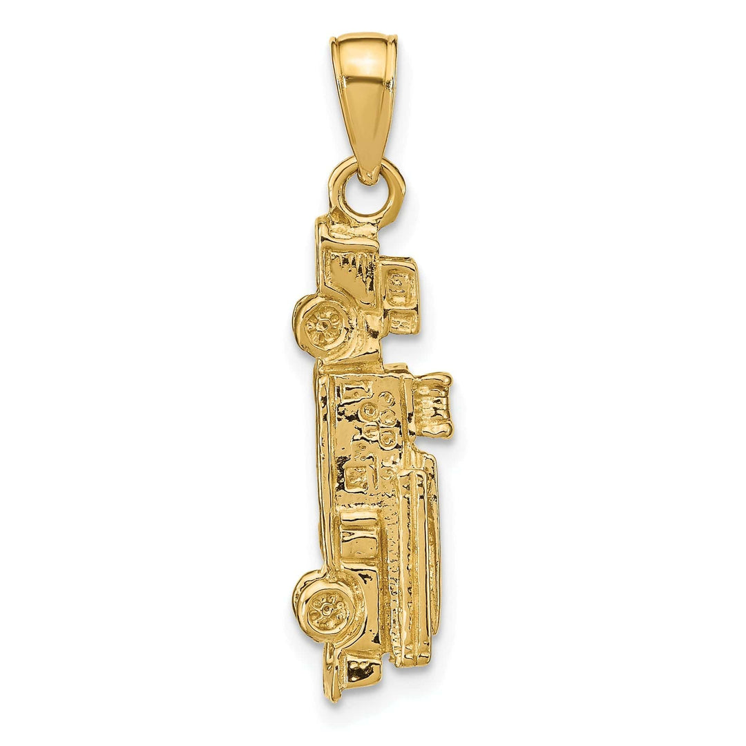 Lovely Rita's Pendants & Charms 14k Yellow Gold Textured Polished Finish 3-Dimensional Fire Truck Charm Pendant