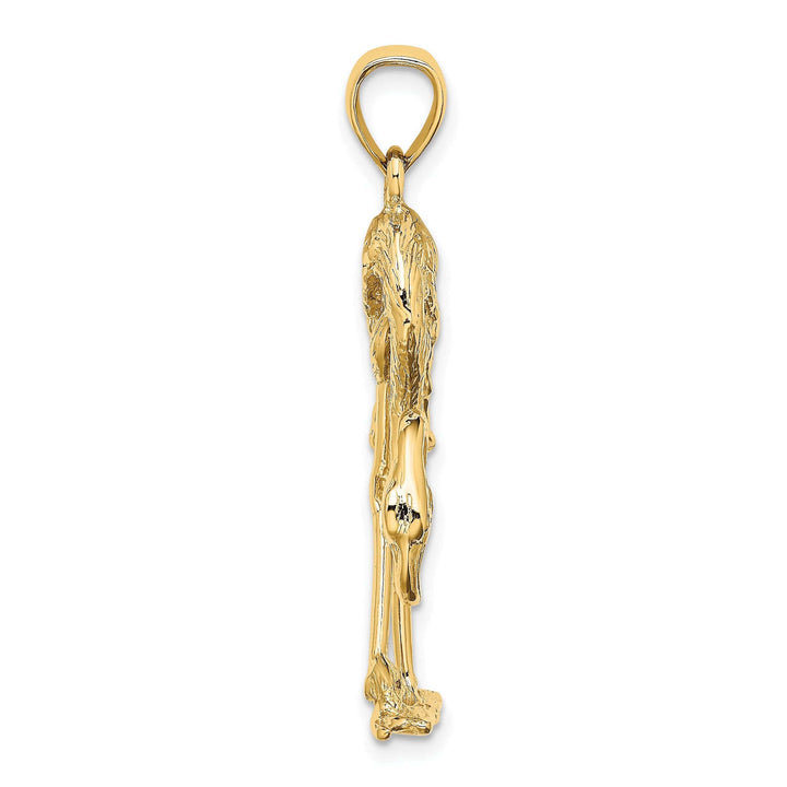 Lovely Rita's Pendants & Charms 14k Yellow Gold Textured Polished Finish 3-Dimensional Flamingo Bird Charm Pendant