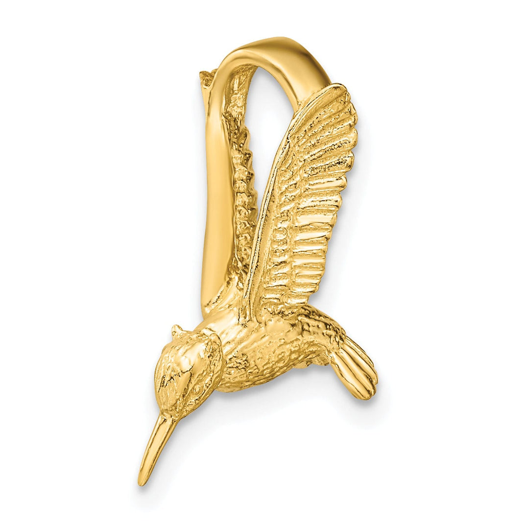 Lovely Rita's Pendants & Charms 14K Yellow Gold Textured Polished Finish 3-Dimensional Flying Hummingbird Charm Pendant