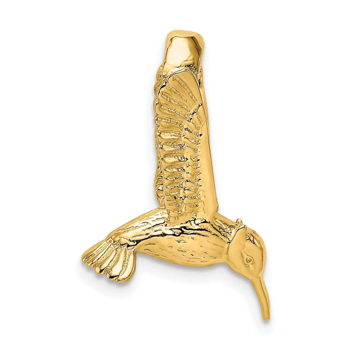 Lovely Rita's Pendants & Charms 14K Yellow Gold Textured Polished Finish 3-Dimensional Flying Hummingbird Charm Pendant