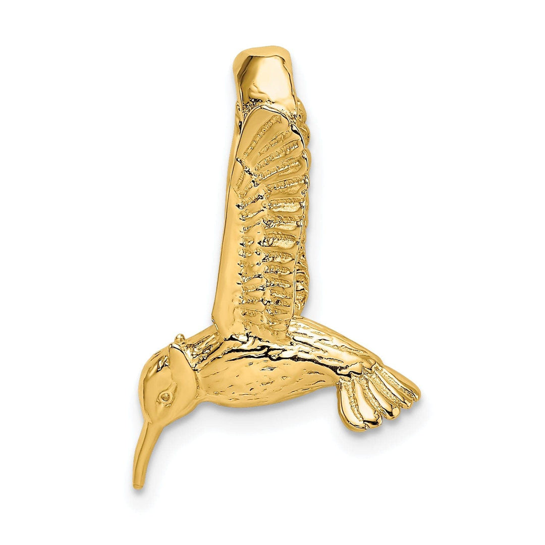Lovely Rita's Pendants & Charms 14K Yellow Gold Textured Polished Finish 3-Dimensional Flying Hummingbird Charm Pendant